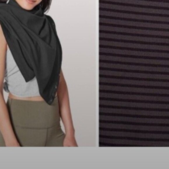 Lululemon Vinyasa Rulu Scarf Wrap Convertible Snap Closure Black & Gray Stripes - Picture 1 of 9